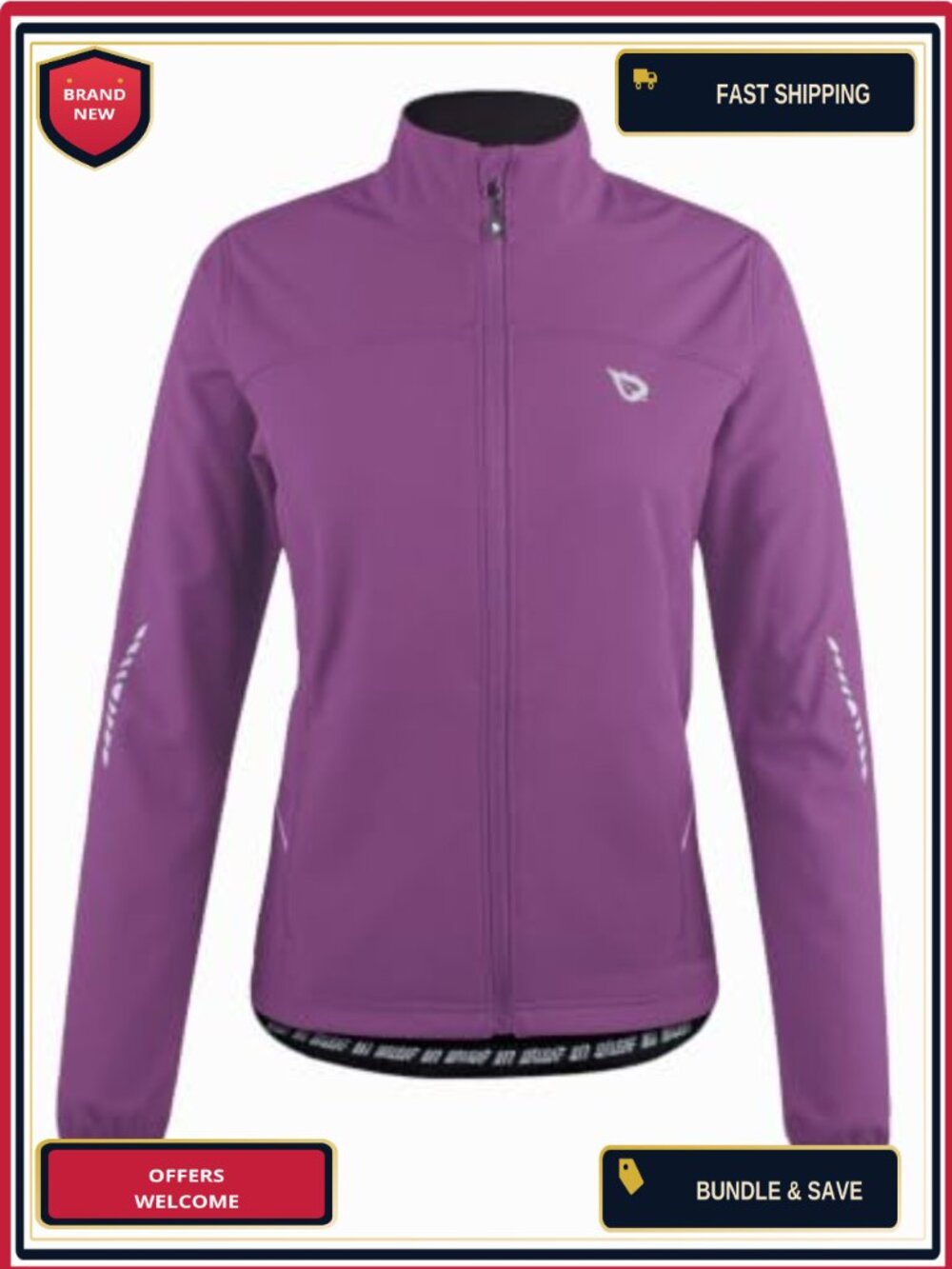 Windproof Thermal Winter Cycling Jacket with Reflective Trim